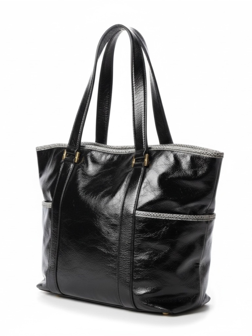 Tory Burch Black Leather Tote with Logo Medallion - Picture 3 of 17